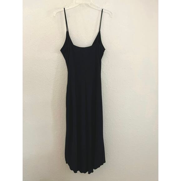 Vintage Wet Seal Faux Wrap Dress Womens Size M Black Strappy Asymmetric Midi - Picture 6 of 12